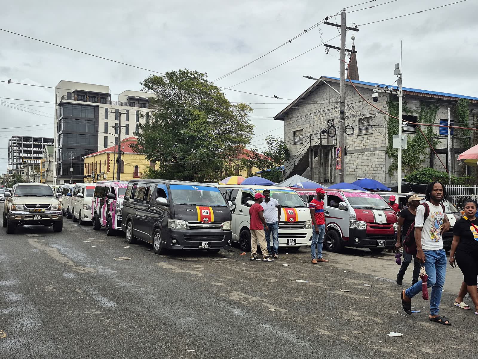 Minibuses parked in Georgetown, Guyana